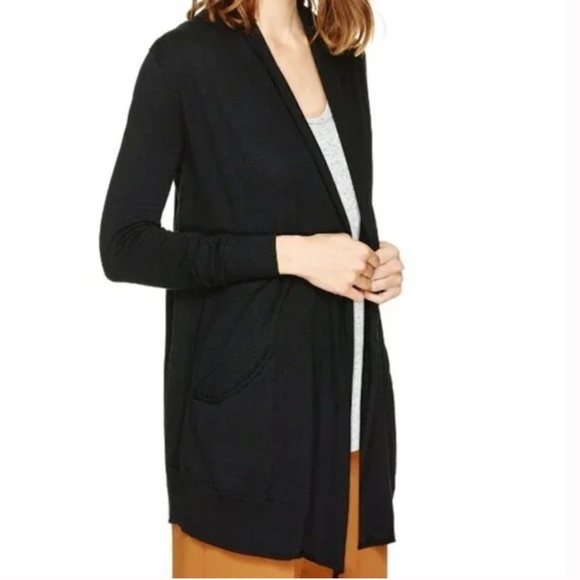 Wilfred Sweaters - Aritzia Wilfred Flaubert Open Front Black Cardigan with Silk and Cashmere Medium
